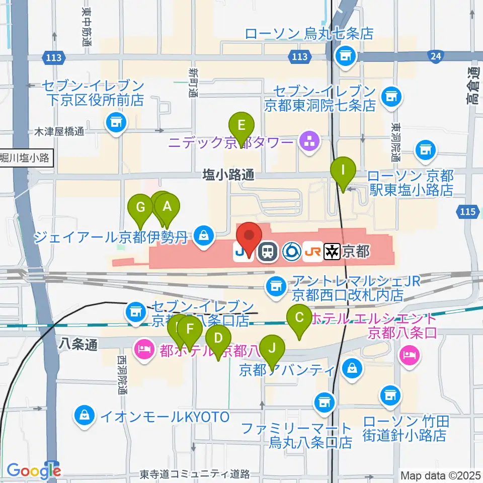 美術館「えき」KYOTO周辺の駐車場・コインパーキング一覧地図