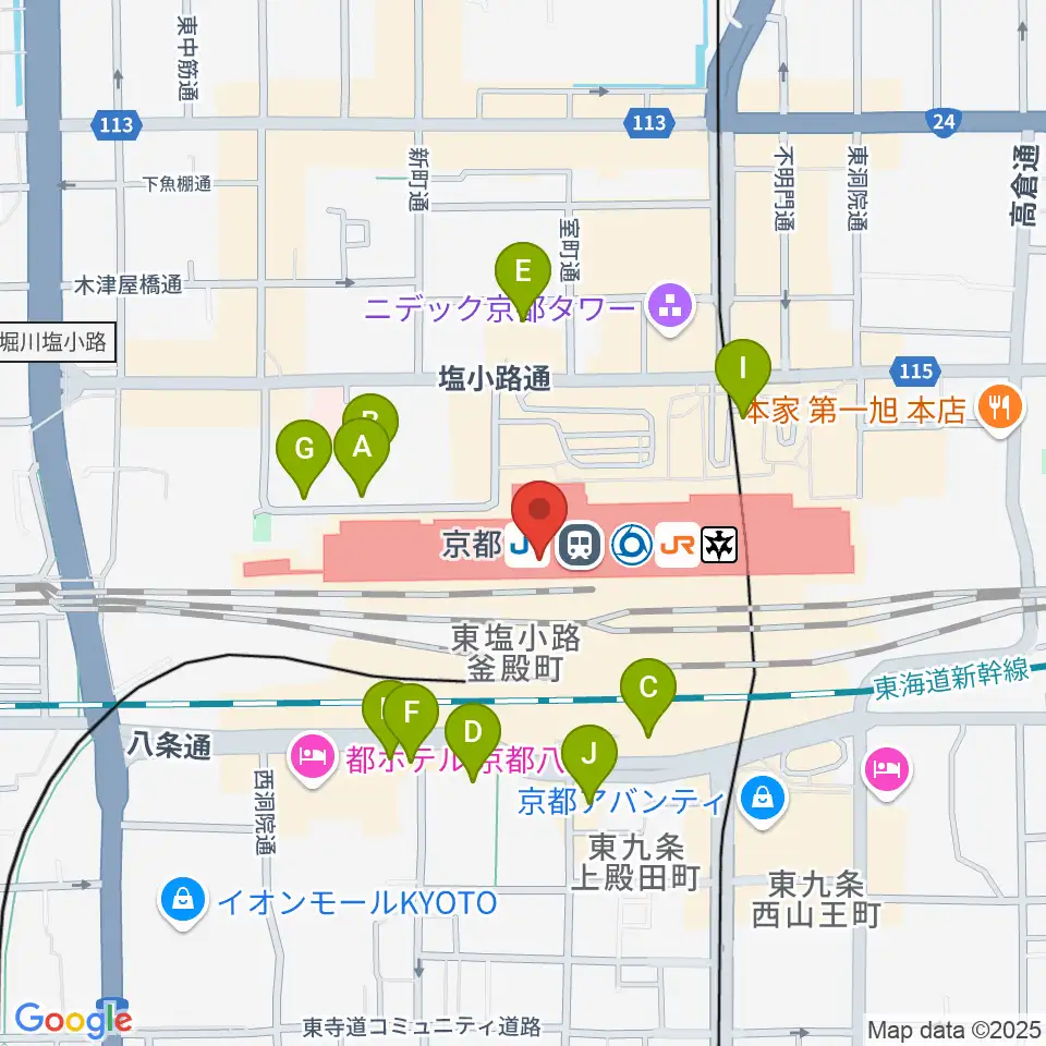美術館「えき」KYOTO周辺の駐車場・コインパーキング一覧地図