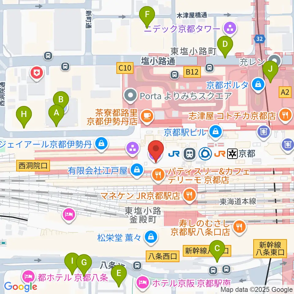 美術館「えき」KYOTO周辺の駐車場・コインパーキング一覧地図