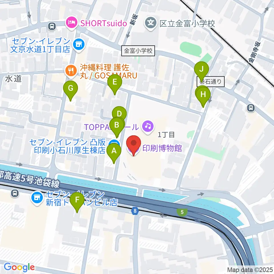 印刷博物館周辺の駐車場・コインパーキング一覧地図