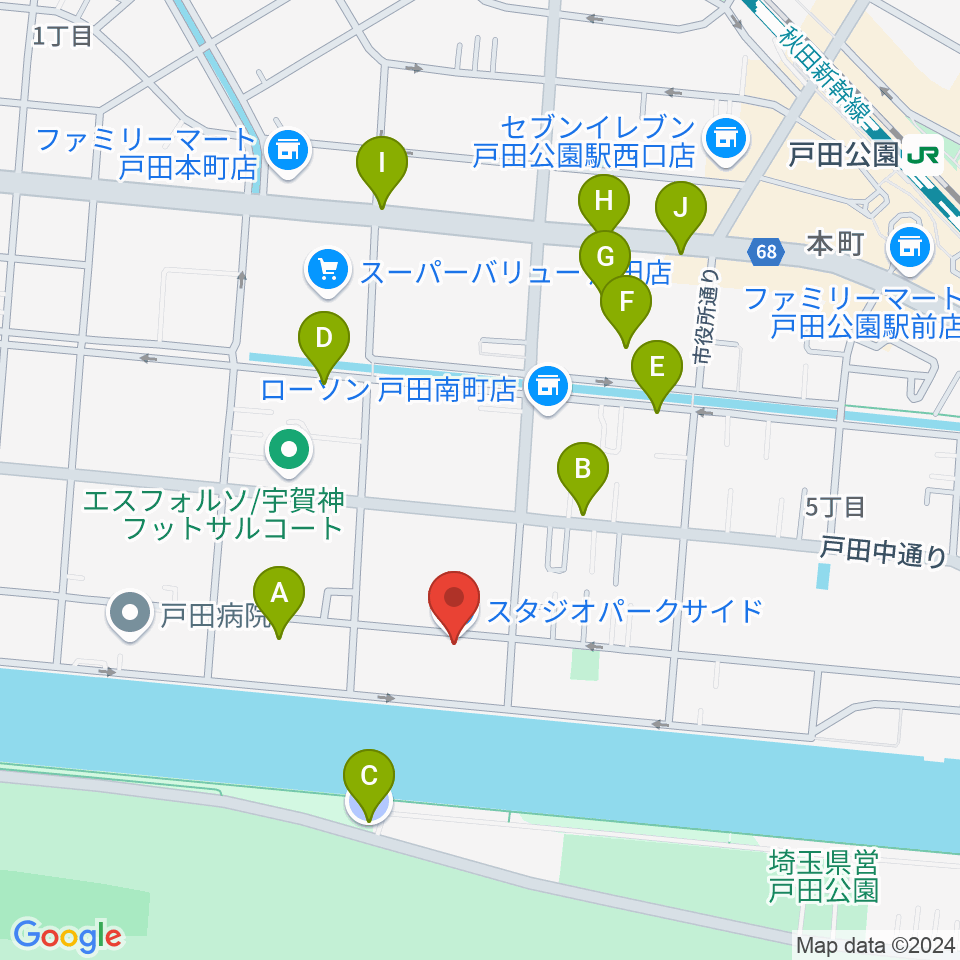 スタジオパークサイド周辺の駐車場・コインパーキング一覧地図