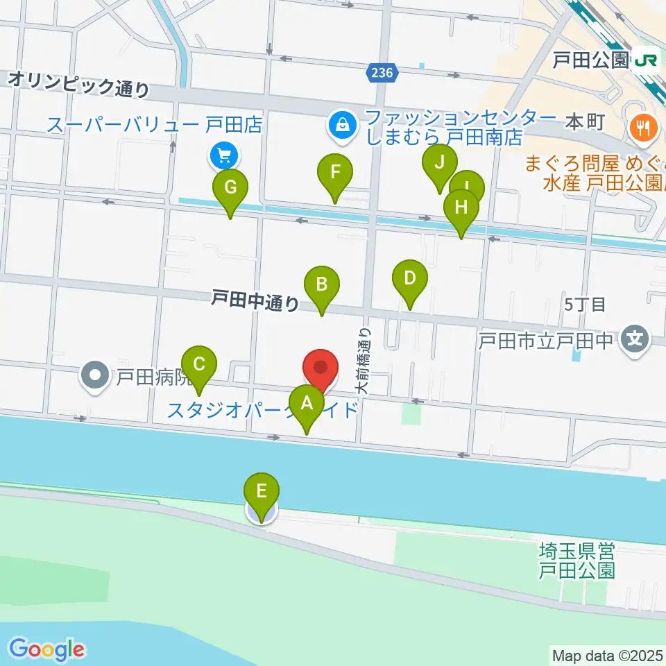 スタジオパークサイド周辺の駐車場・コインパーキング一覧地図