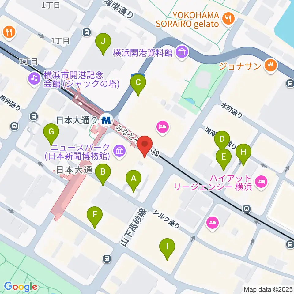 横浜ユーラシア文化館周辺の駐車場・コインパーキング一覧地図