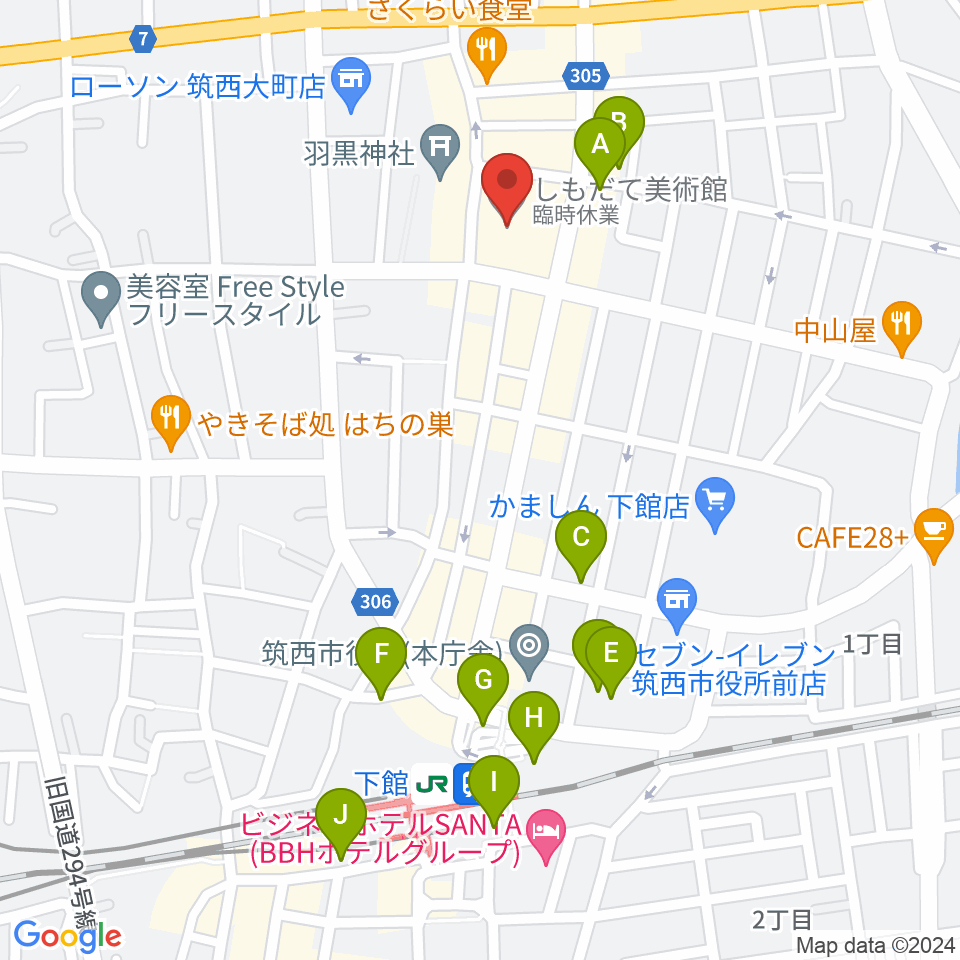 しもだて美術館周辺の駐車場・コインパーキング一覧地図