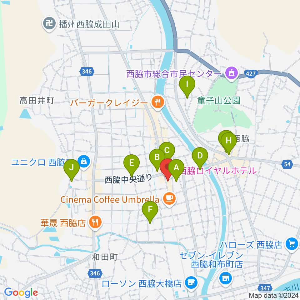 西脇市立音楽ホール アピカホール周辺の駐車場・コインパーキング一覧地図