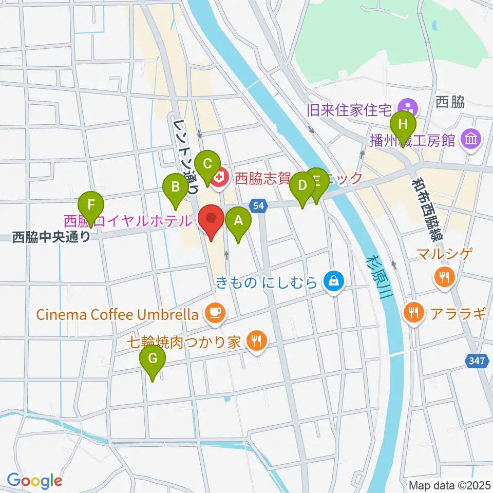 西脇市立音楽ホール アピカホール周辺の駐車場・コインパーキング一覧地図