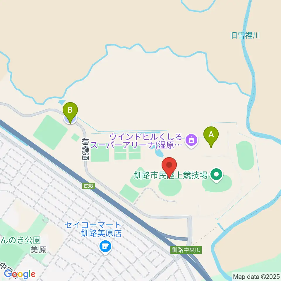ウインドヒルひがし北海道スタジアム周辺の駐車場・コインパーキング一覧地図