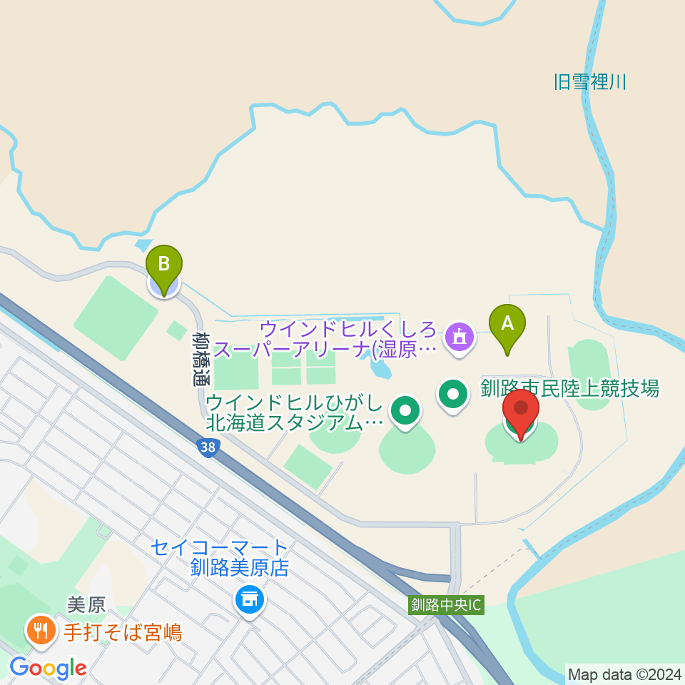 釧路市民陸上競技場周辺の駐車場・コインパーキング一覧地図