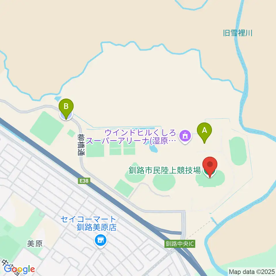 釧路市民陸上競技場周辺の駐車場・コインパーキング一覧地図