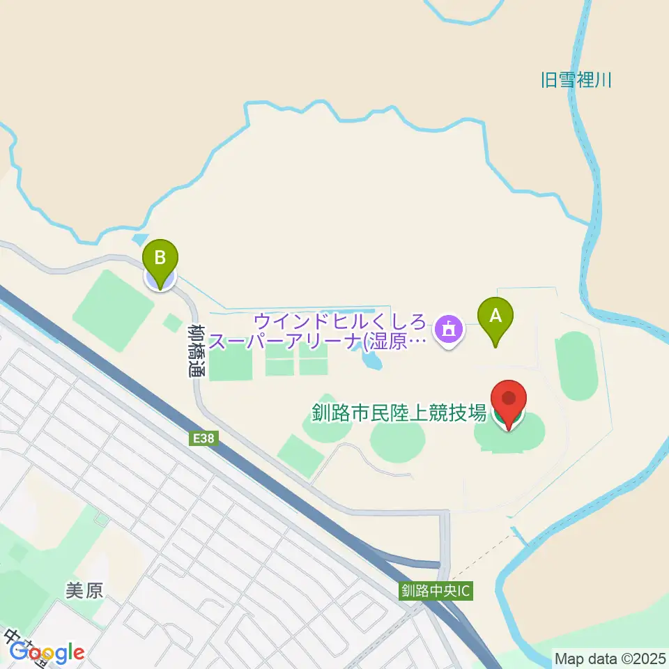 釧路市民陸上競技場周辺の駐車場・コインパーキング一覧地図