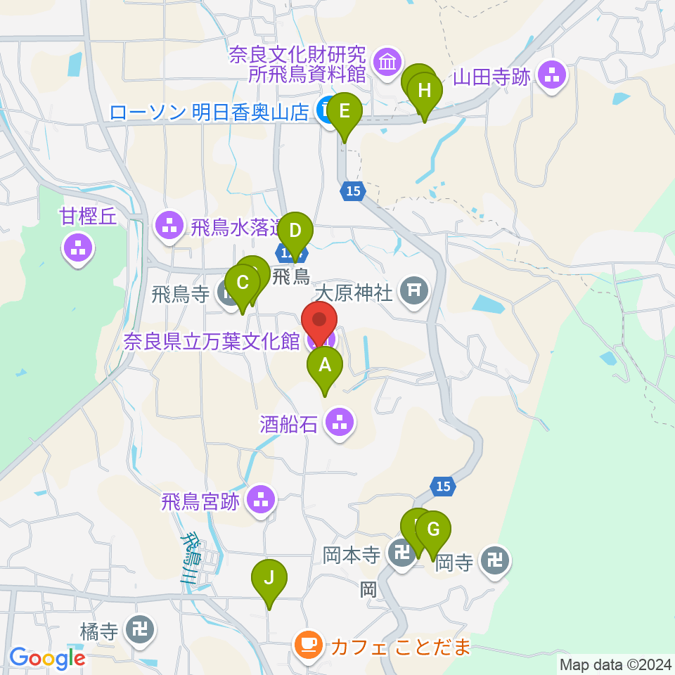 奈良県立万葉文化館周辺の駐車場・コインパーキング一覧地図