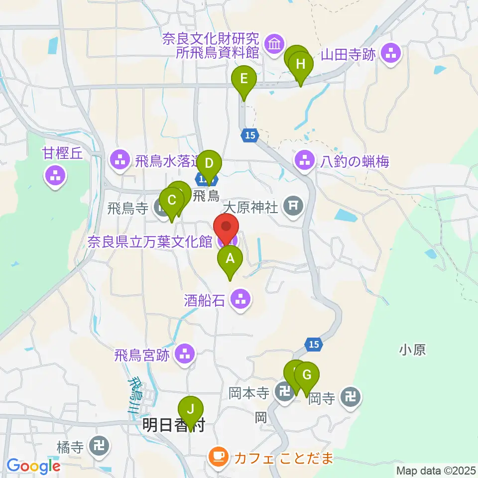奈良県立万葉文化館周辺の駐車場・コインパーキング一覧地図