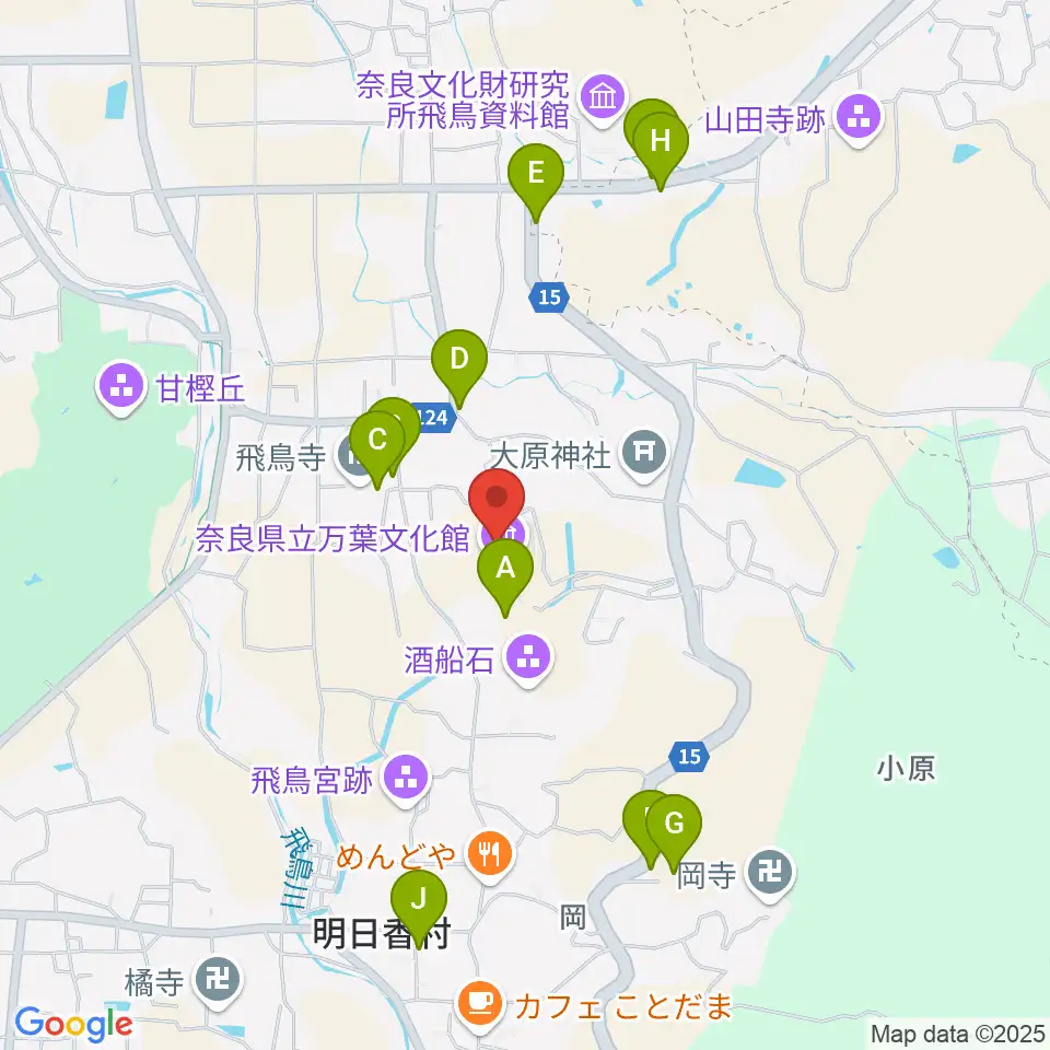 奈良県立万葉文化館周辺の駐車場・コインパーキング一覧地図