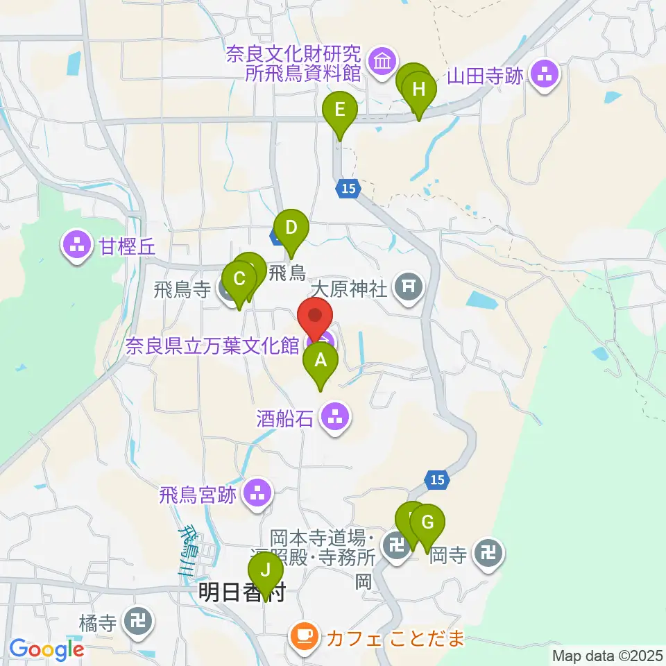 奈良県立万葉文化館周辺の駐車場・コインパーキング一覧地図