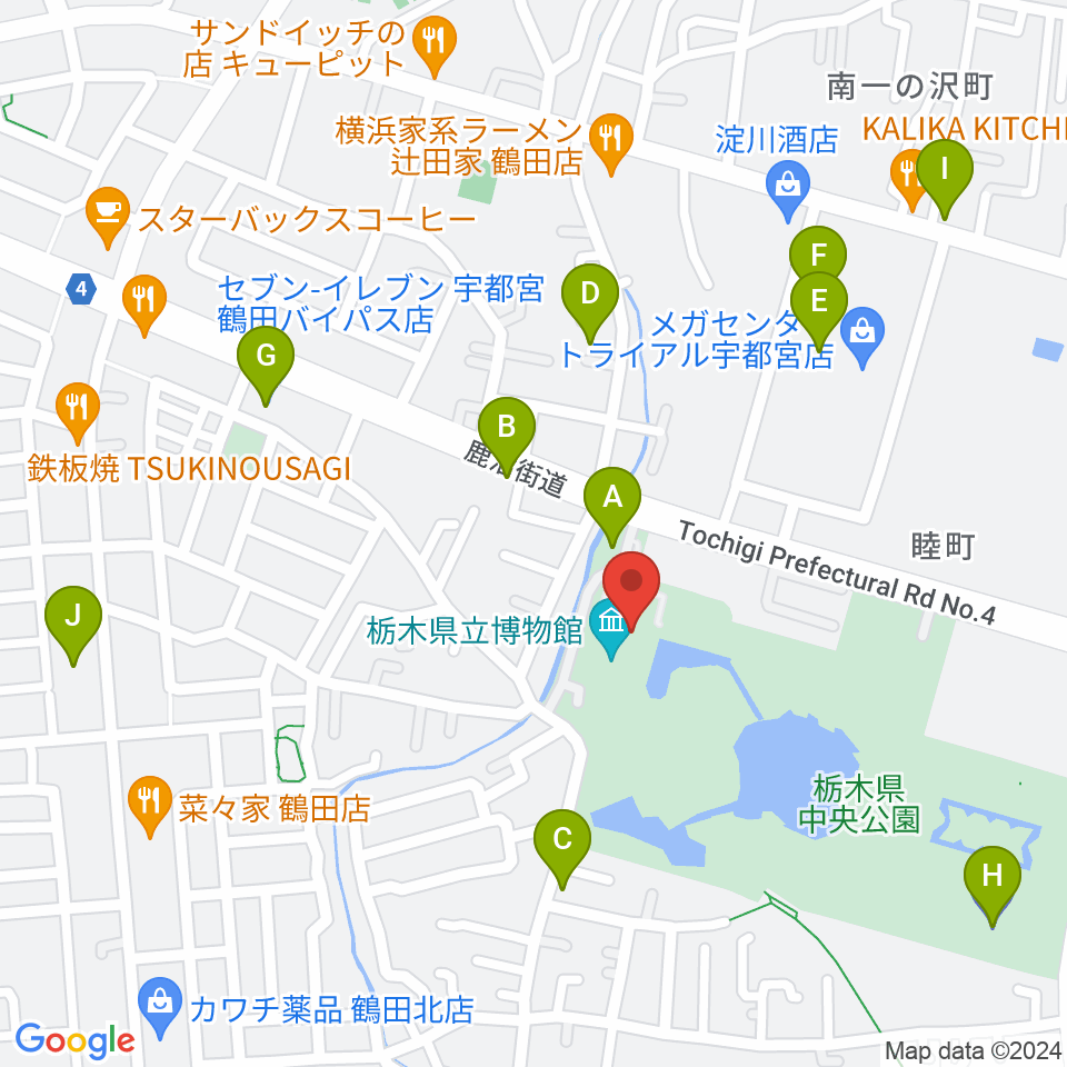 栃木県立博物館周辺の駐車場・コインパーキング一覧地図