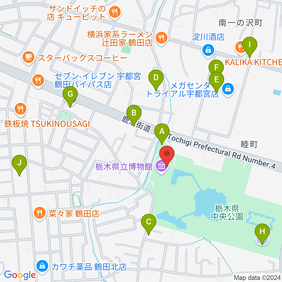 栃木県立博物館周辺の駐車場・コインパーキング一覧地図