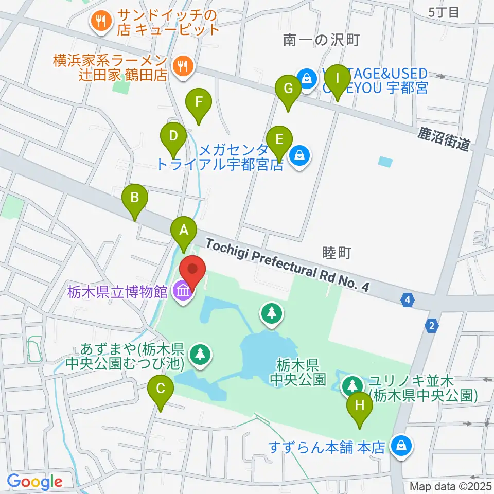 栃木県立博物館周辺の駐車場・コインパーキング一覧地図