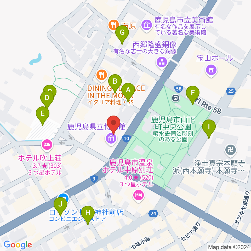 鹿児島県立博物館周辺の駐車場・コインパーキング一覧地図