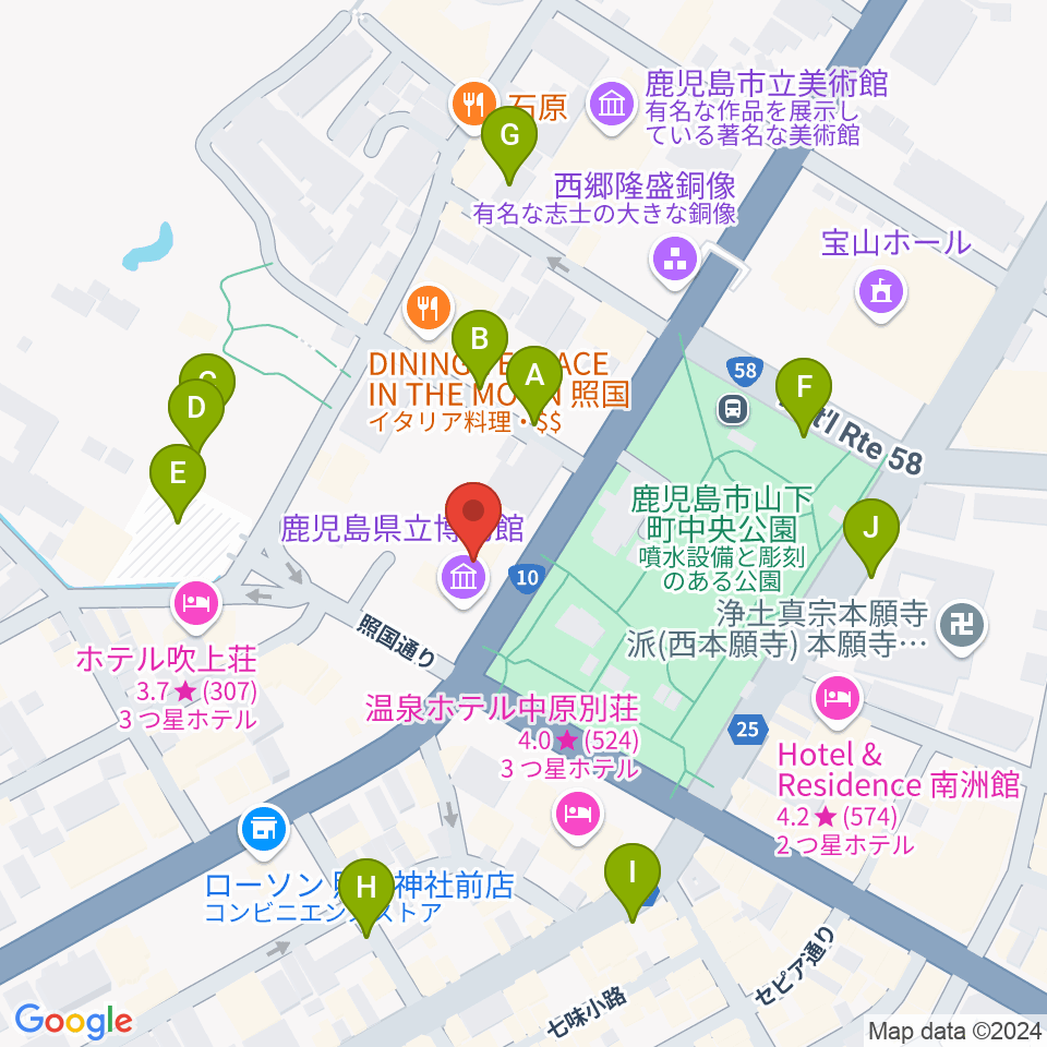 鹿児島県立博物館周辺の駐車場・コインパーキング一覧地図