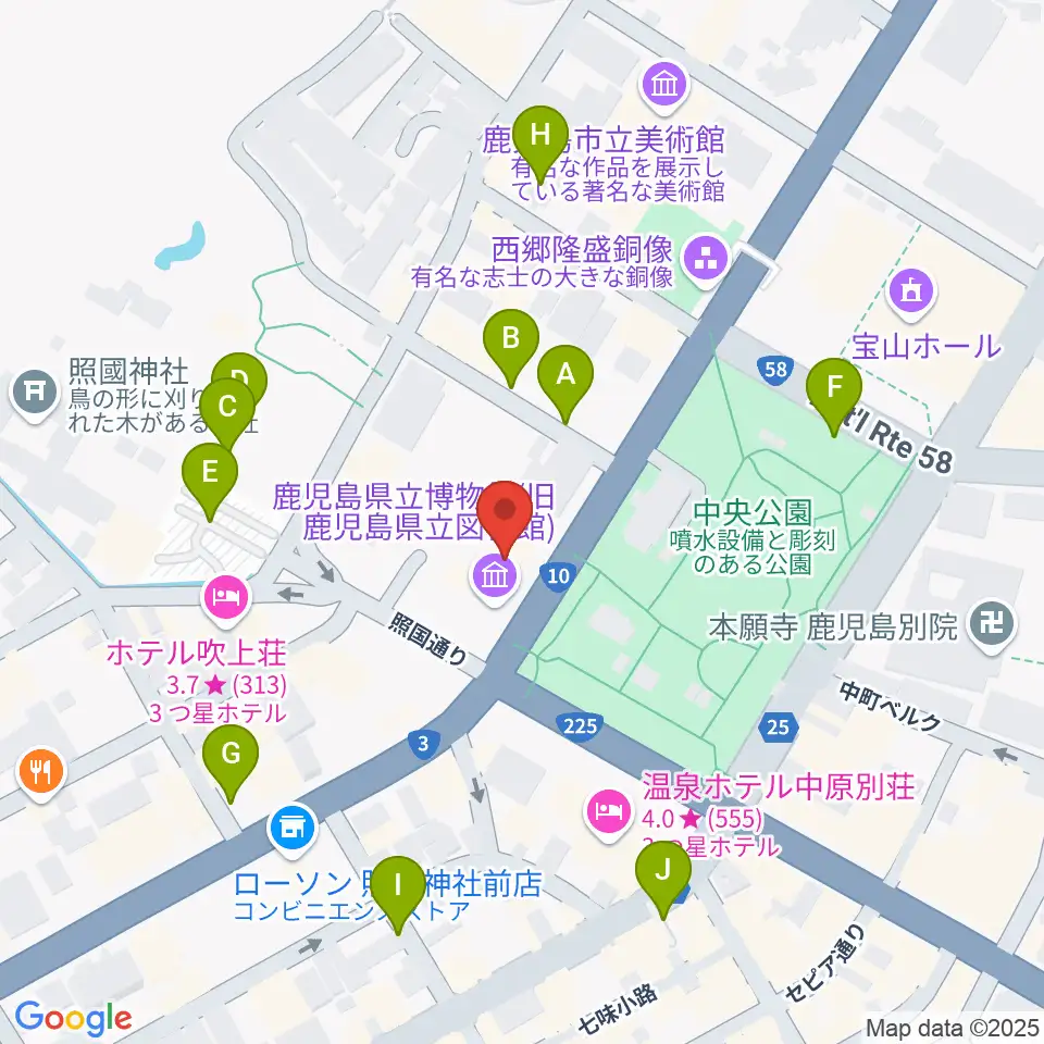 鹿児島県立博物館周辺の駐車場・コインパーキング一覧地図