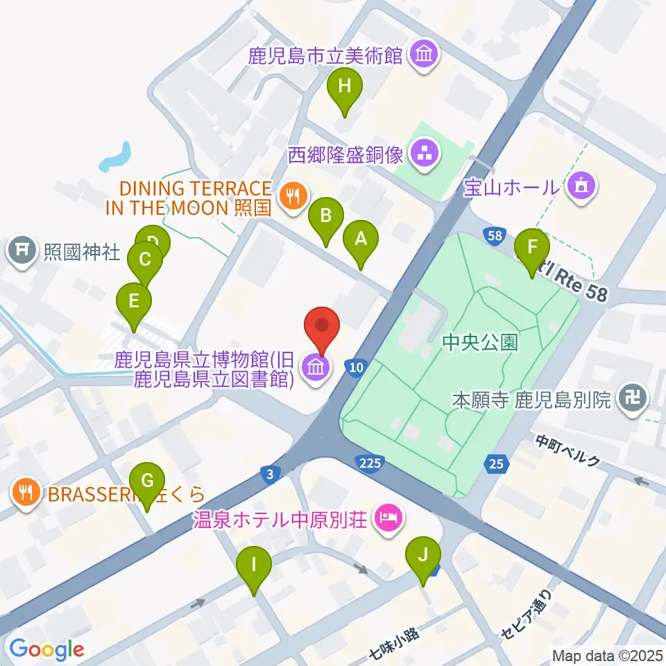 鹿児島県立博物館周辺の駐車場・コインパーキング一覧地図