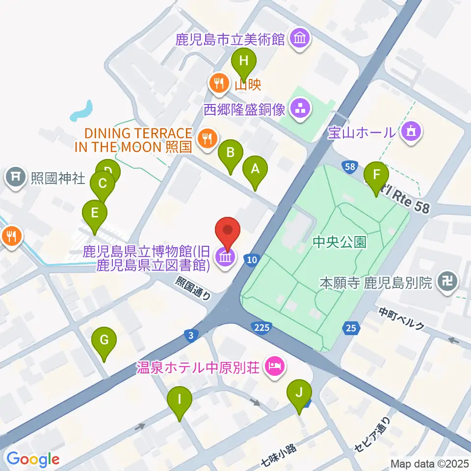鹿児島県立博物館周辺の駐車場・コインパーキング一覧地図