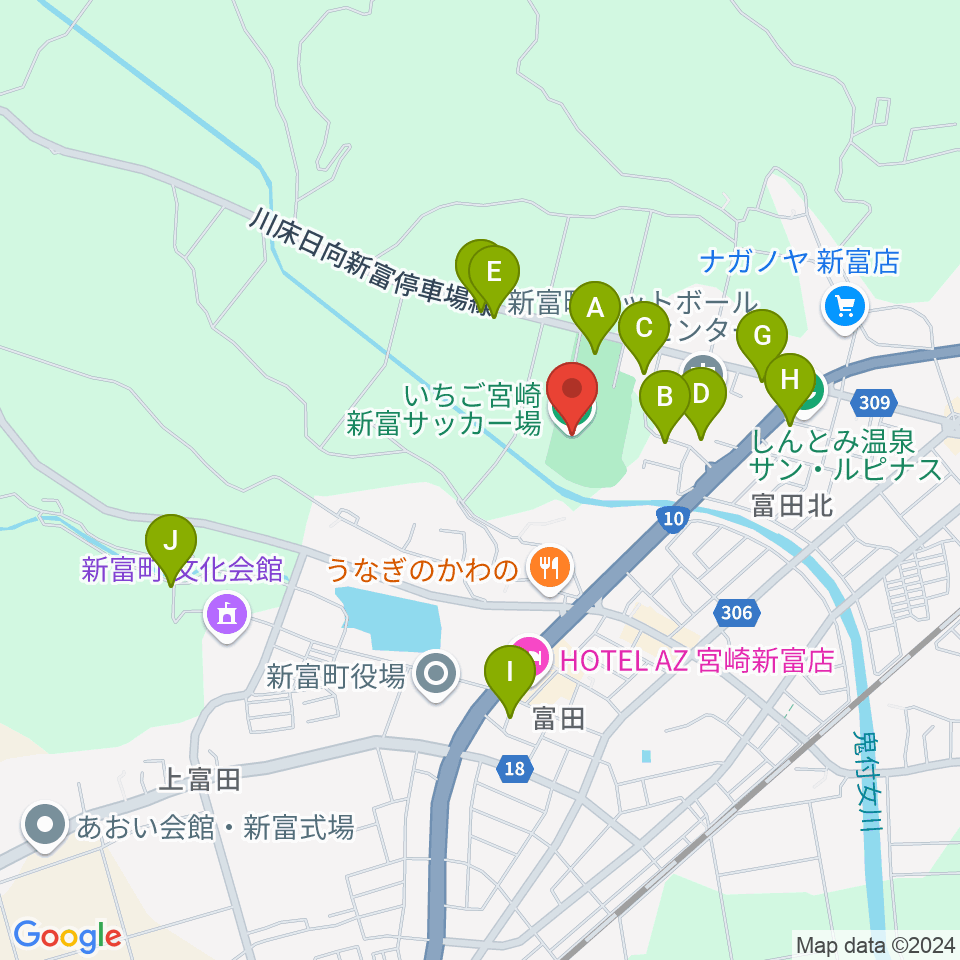 いちご宮崎新富サッカー場周辺の駐車場・コインパーキング一覧地図