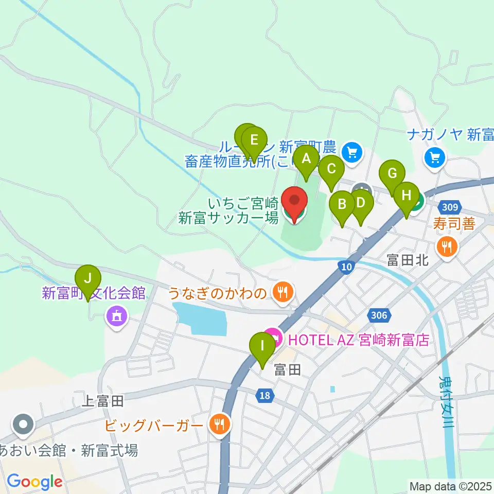 いちご宮崎新富サッカー場周辺の駐車場・コインパーキング一覧地図