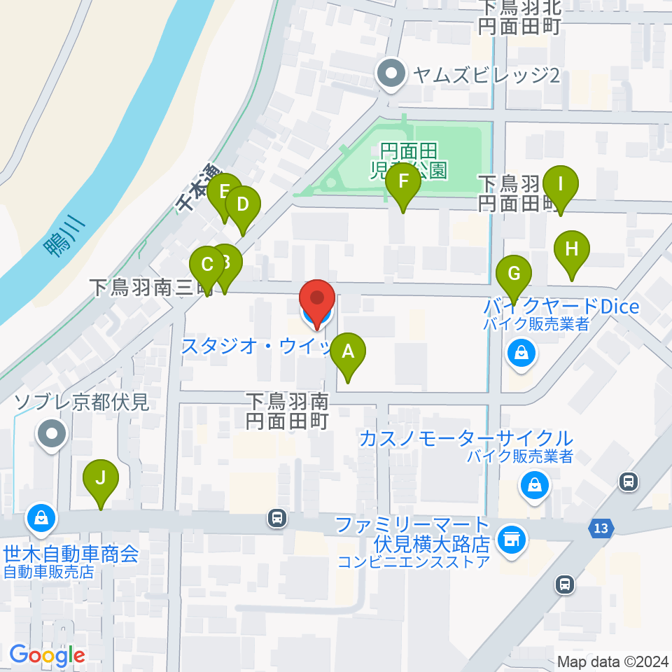 スタジオ・ウイット周辺の駐車場・コインパーキング一覧地図