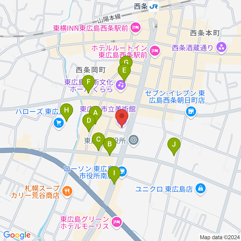 東広島市立美術館周辺の駐車場・コインパーキング一覧地図