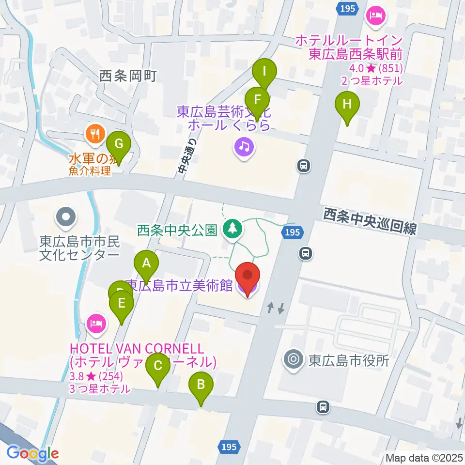 東広島市立美術館周辺の駐車場・コインパーキング一覧地図