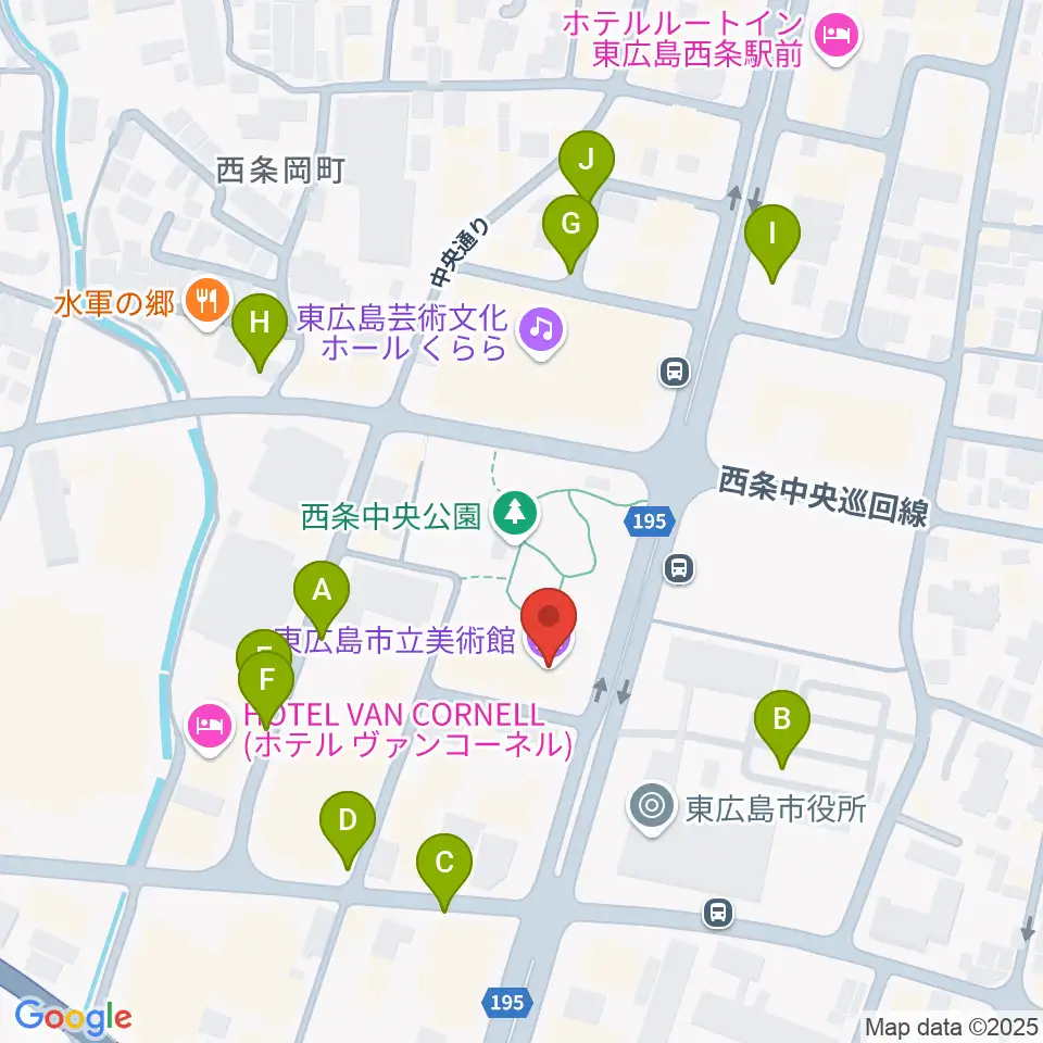 東広島市立美術館周辺の駐車場・コインパーキング一覧地図