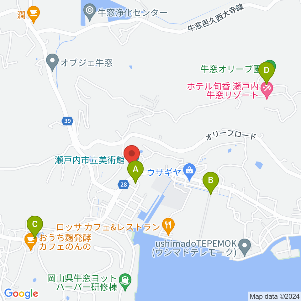 瀬戸内市立美術館周辺の駐車場・コインパーキング一覧地図