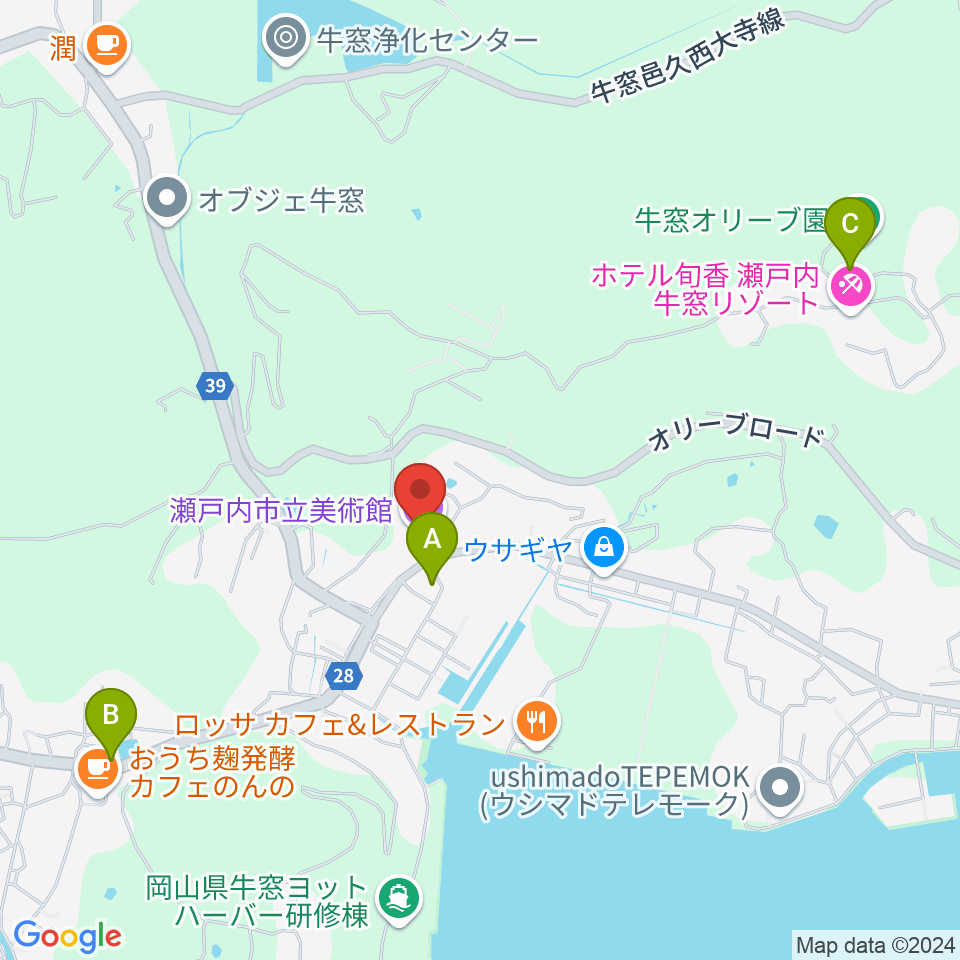 瀬戸内市立美術館周辺の駐車場・コインパーキング一覧地図