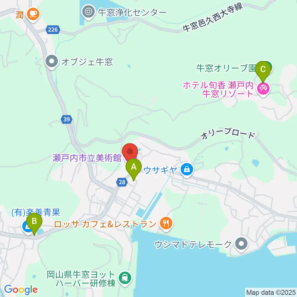 瀬戸内市立美術館周辺の駐車場・コインパーキング一覧地図