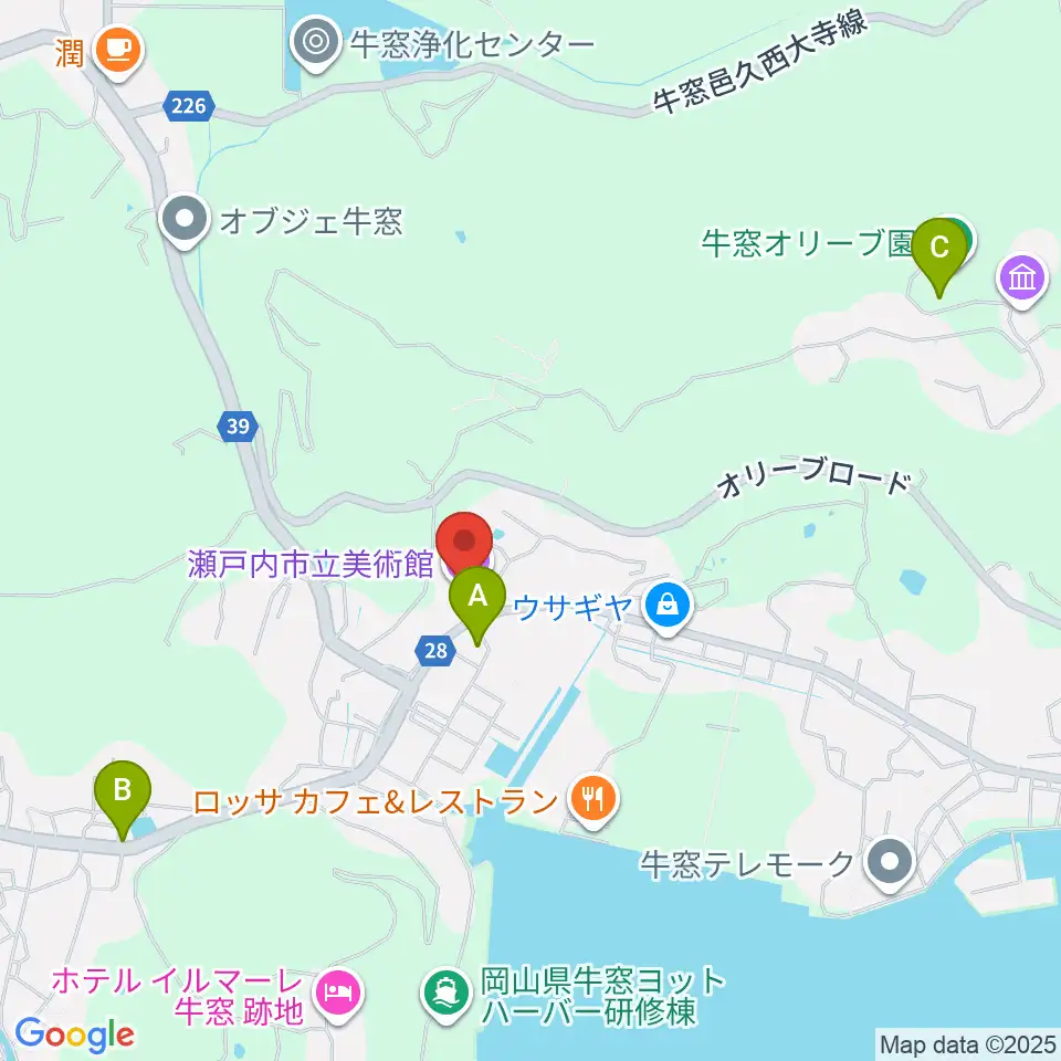 瀬戸内市立美術館周辺の駐車場・コインパーキング一覧地図
