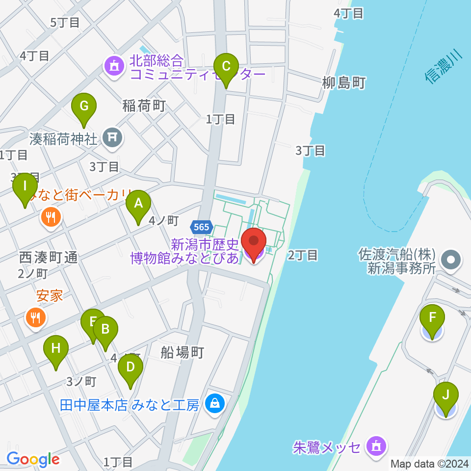 新潟市歴史博物館みなとぴあ周辺の駐車場・コインパーキング一覧地図