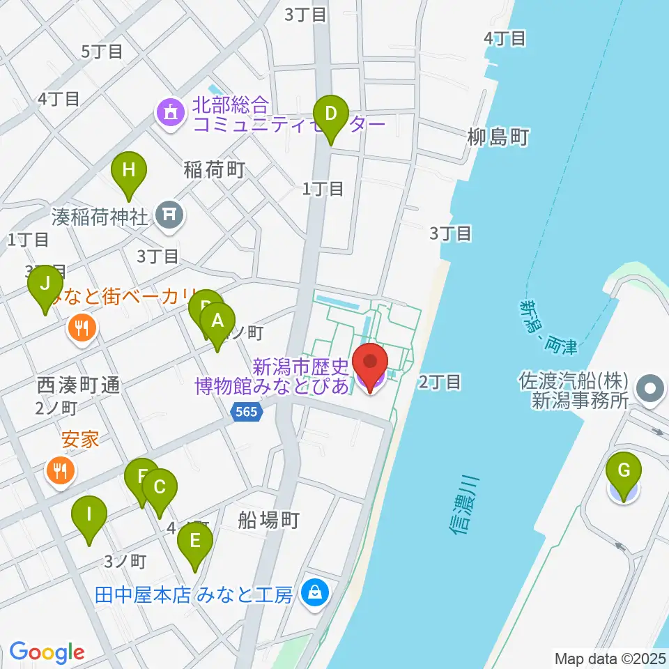 新潟市歴史博物館みなとぴあ周辺の駐車場・コインパーキング一覧地図