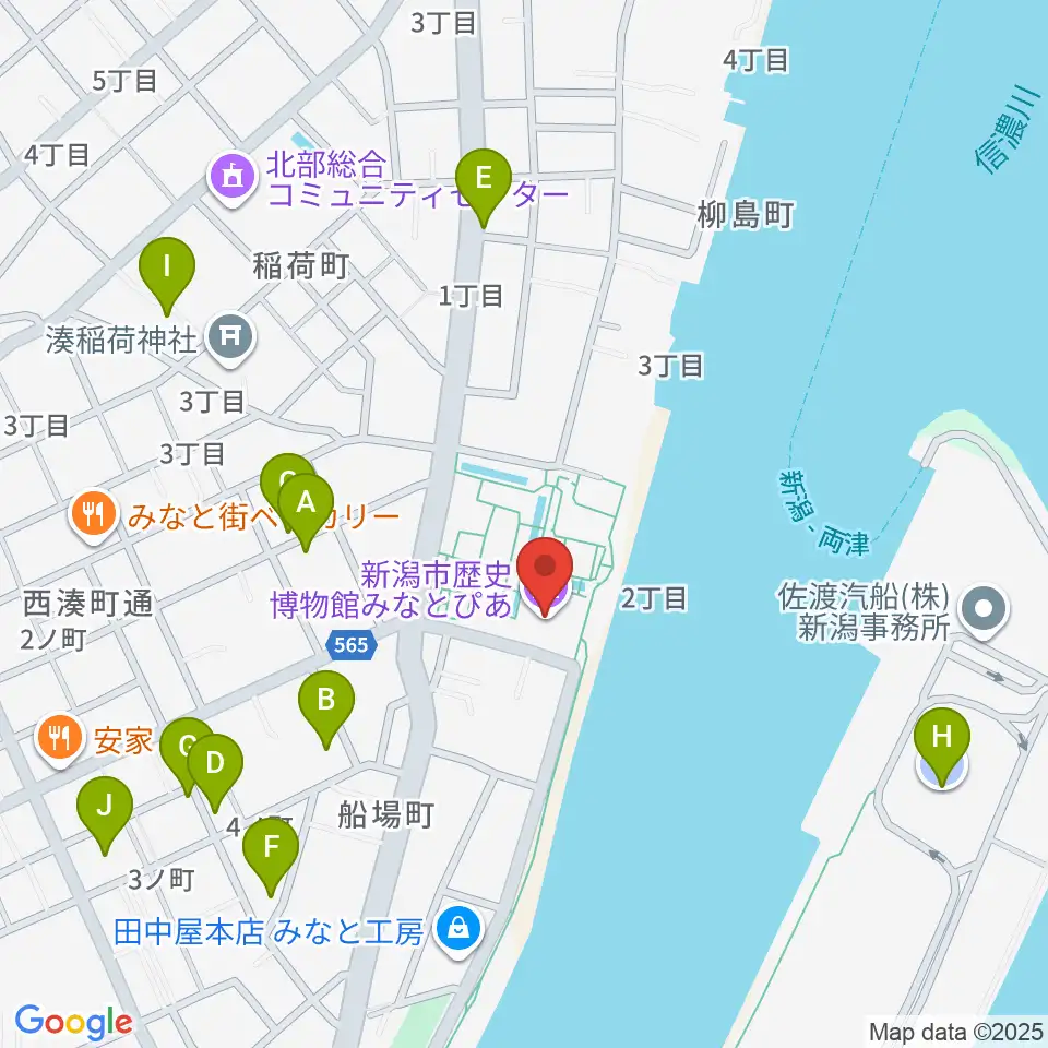 新潟市歴史博物館みなとぴあ周辺の駐車場・コインパーキング一覧地図