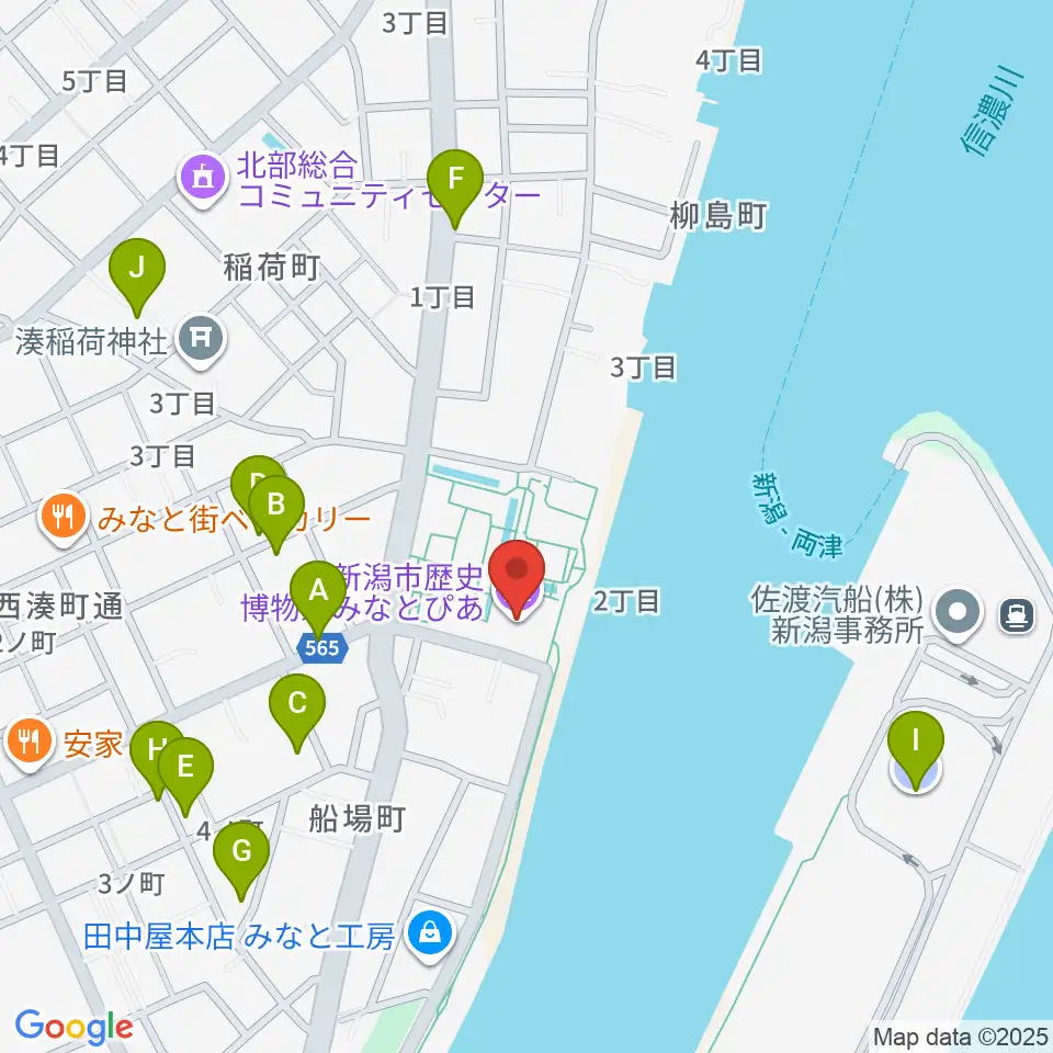 新潟市歴史博物館みなとぴあ周辺の駐車場・コインパーキング一覧地図