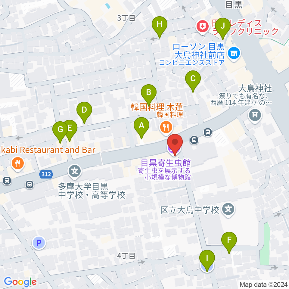 目黒寄生虫館周辺の駐車場・コインパーキング一覧地図