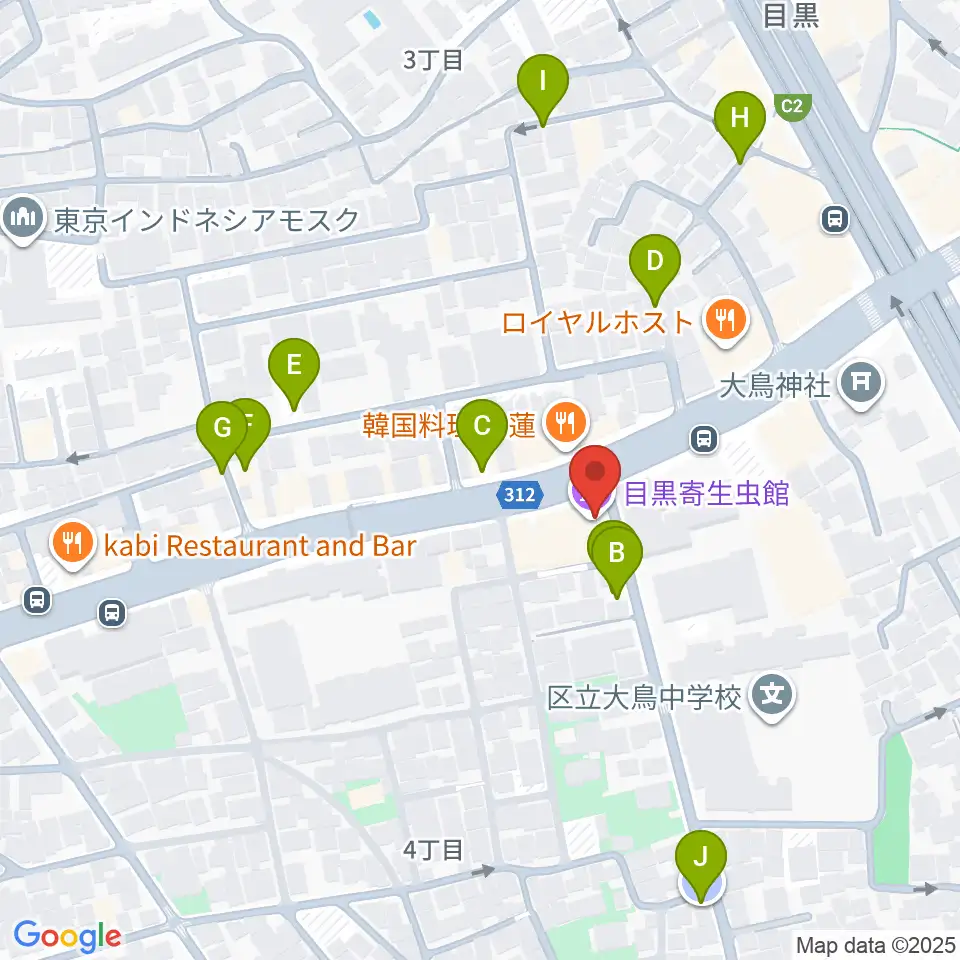 目黒寄生虫館周辺の駐車場・コインパーキング一覧地図