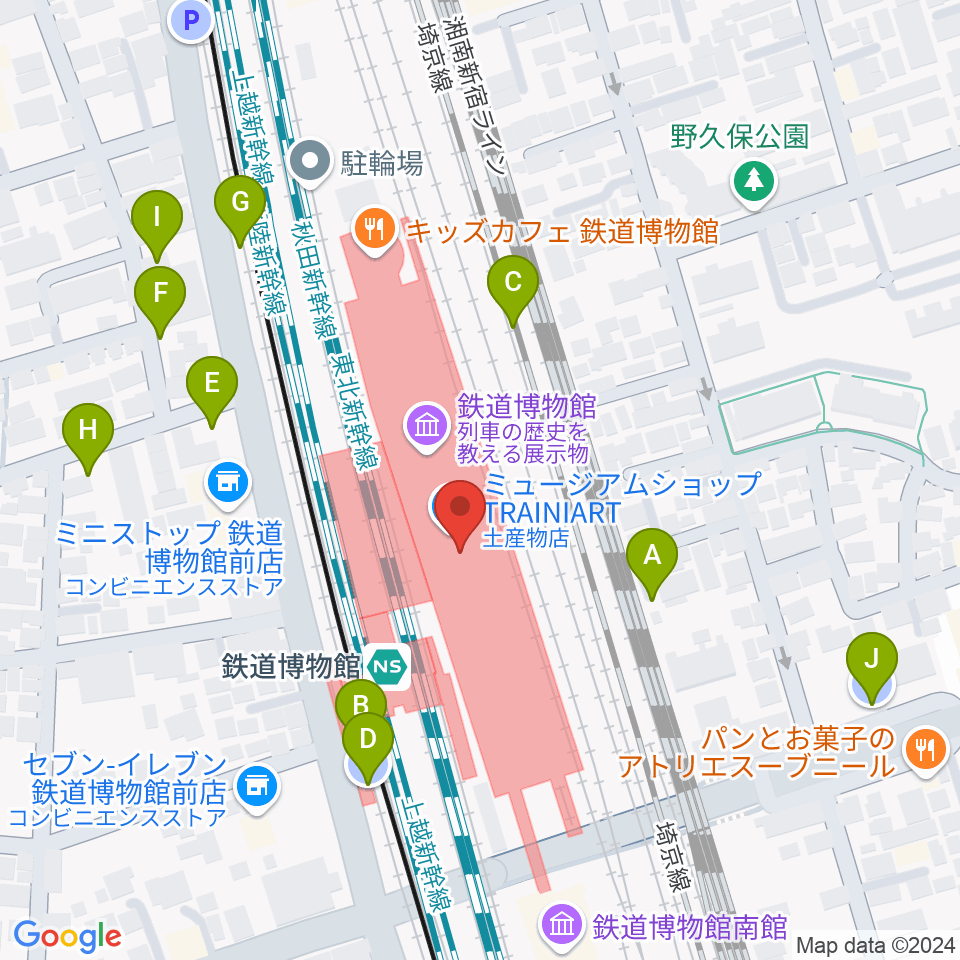 鉄道博物館周辺の駐車場・コインパーキング一覧地図