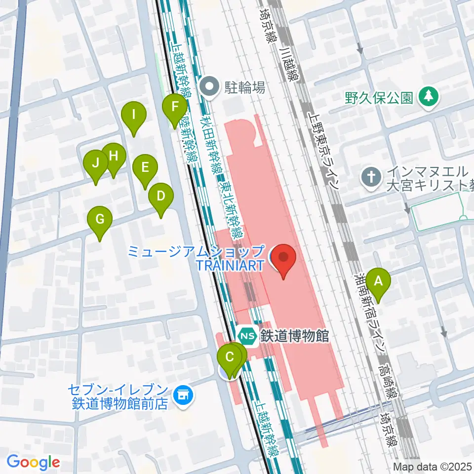 鉄道博物館周辺の駐車場・コインパーキング一覧地図