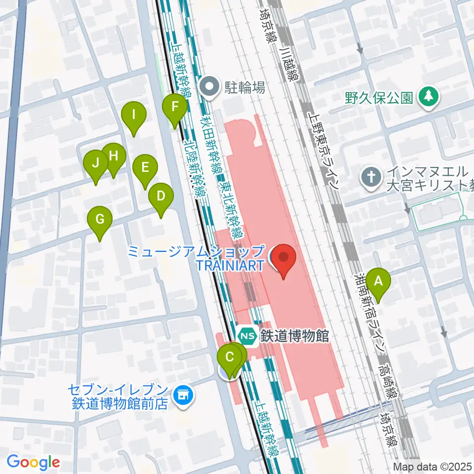 鉄道博物館周辺の駐車場・コインパーキング一覧地図