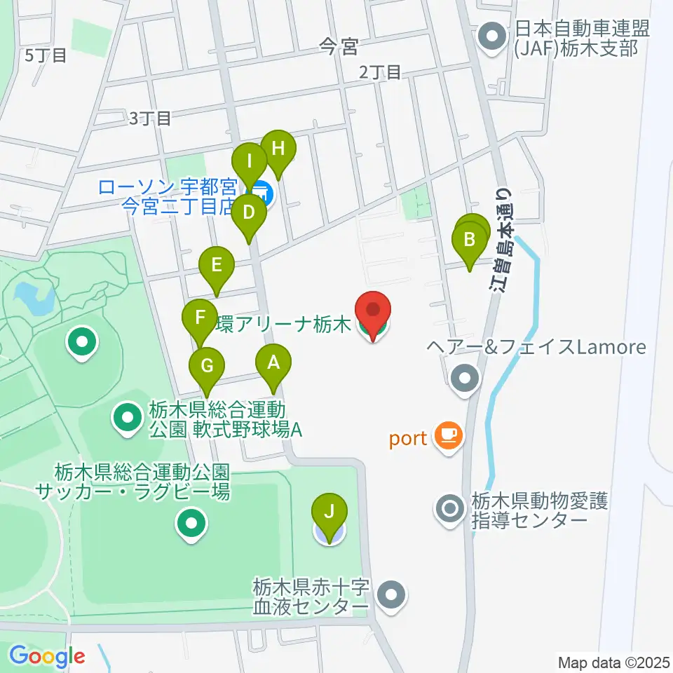 日環アリーナ栃木周辺の駐車場・コインパーキング一覧地図