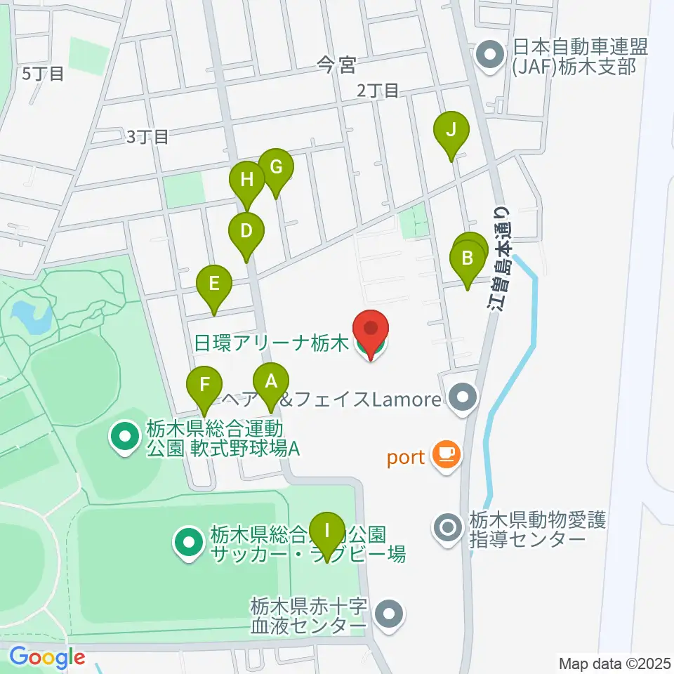 日環アリーナ栃木周辺の駐車場・コインパーキング一覧地図