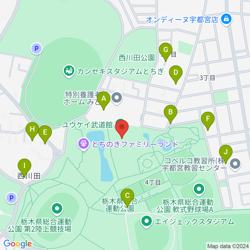 ユウケイ武道館周辺の駐車場・コインパーキング一覧地図