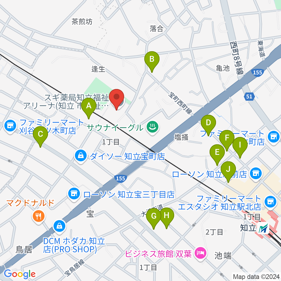 スギ薬局知立福祉アリーナ周辺の駐車場・コインパーキング一覧地図