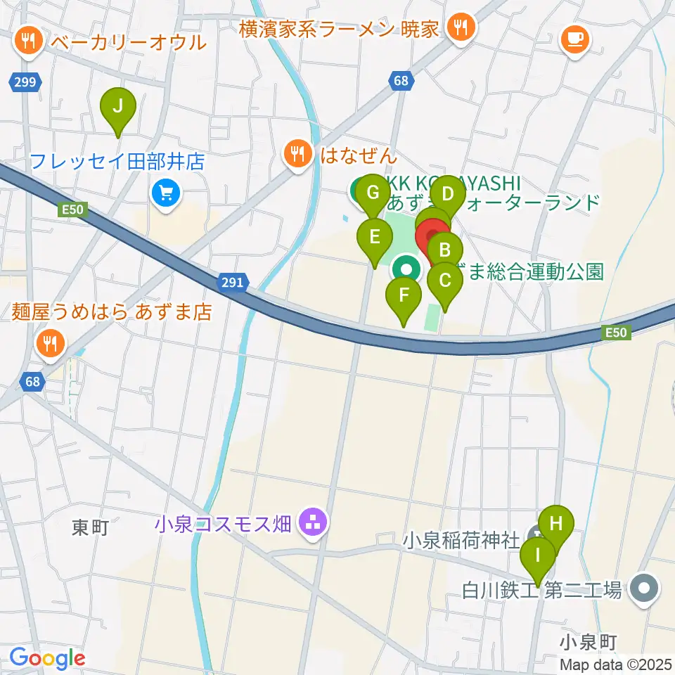 伊勢崎市あずまホール周辺の駐車場・コインパーキング一覧地図